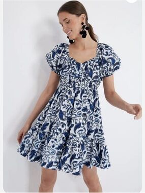 Cleobella Mini Dress Blue Paisley Print